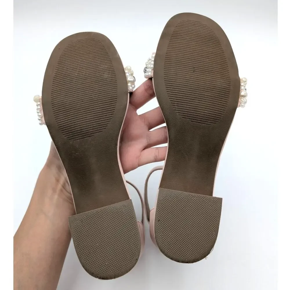 DV by Dolce Vita Gavon Block Heel Sandals Back Zip Girls' Blush Size US4